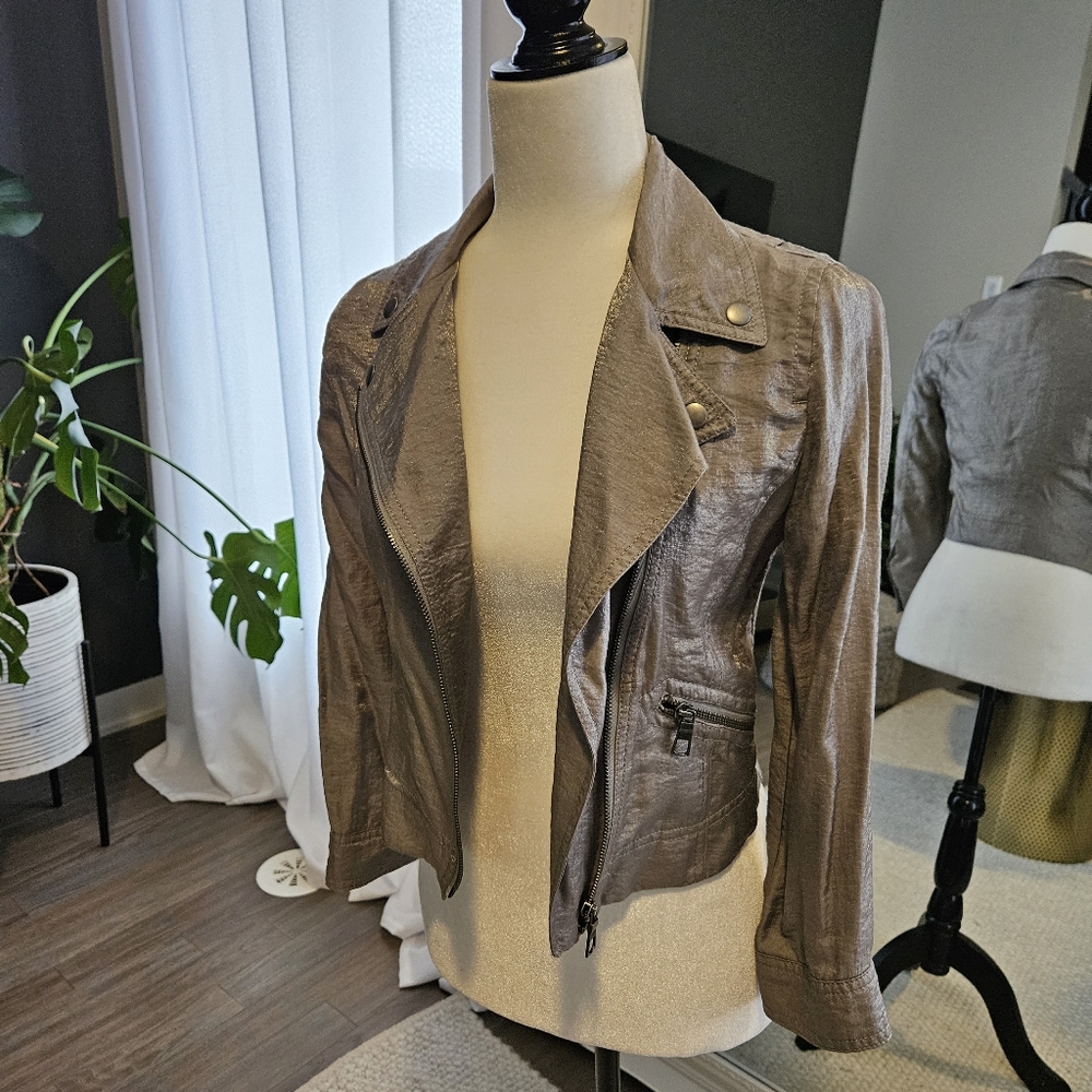 CLUB MONACO silver biker jacket